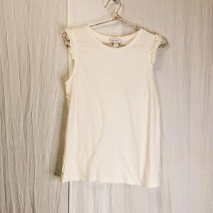 Nine West Ivory Knit Ruffle Sleeve Top Charming & Classic Medium